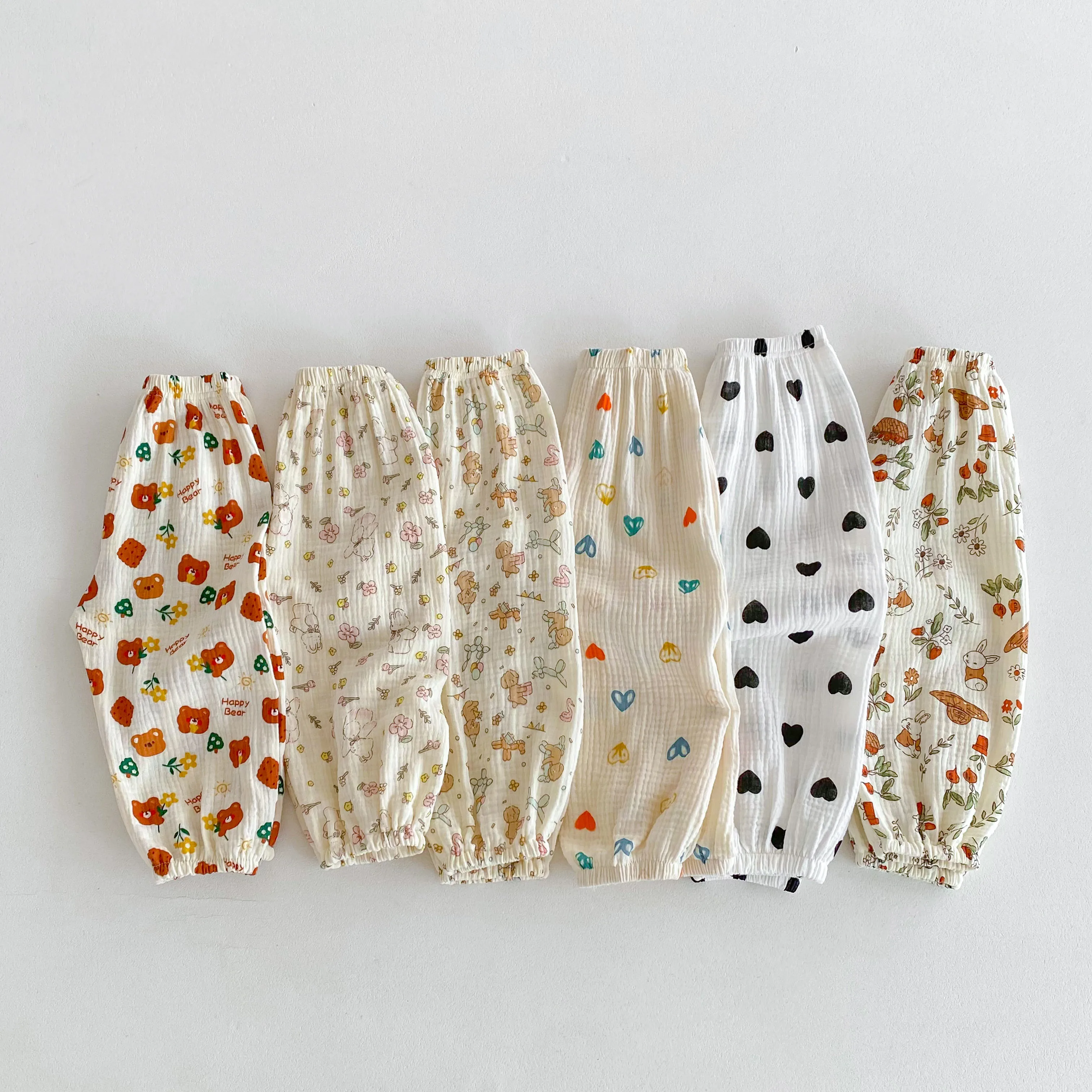 Child's Spring Summer Thin Pants Kids Girls Floral Pants Fashion Cute Pants For Baby Boys Loose Casual Simple Versatile Trousers 1