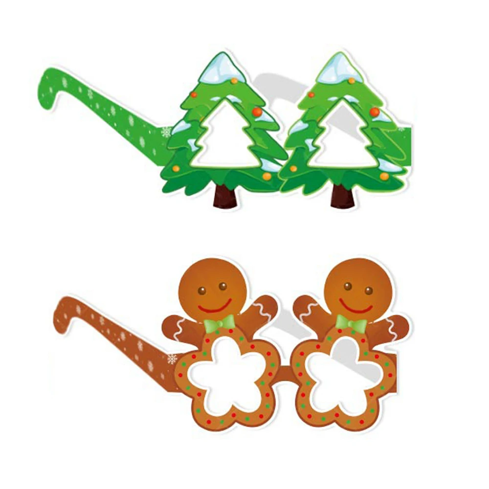 8Pcs Christmas Paper Glasses Santa Claus Snowman Glasses for Kids Diy Cosplay Photo Props Christmas Party Decoration Supplies