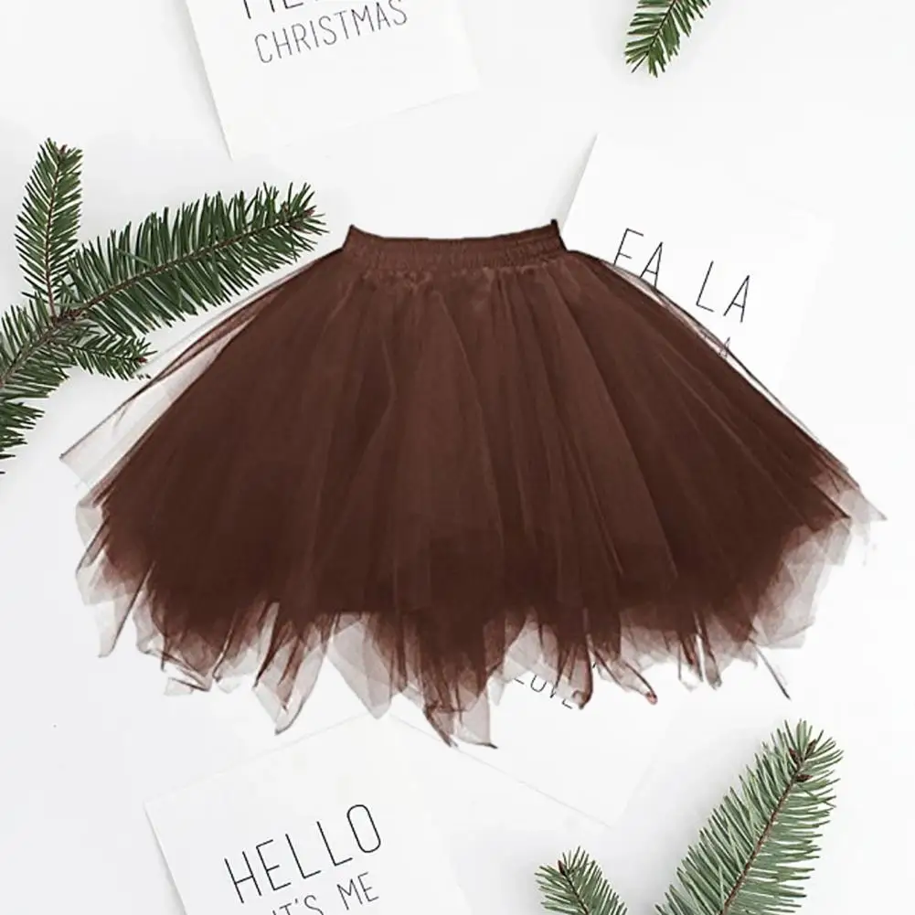 

Women A-line Skirt Multi-layered Candy Color A-line Skirt with Scattered Hem High Elastic Waist for Women's Dancing Performance