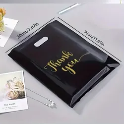 20-Pack Extra Thick Reusable Plastic Gift and Shopping Bags - Sturdy and Durable - 40x30x0.1cm (Black 30x20cm)