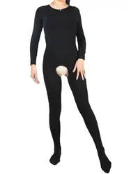 Autumn Winter Keep Warm 220/450g Thickness Fleece Bodystocking Open Crotch Pyjama Bodysuit Tights Jumpsuit Thermal Sexy Lingerie