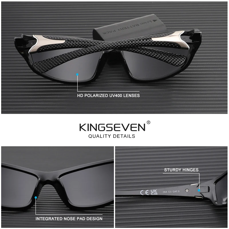 KINGSEVEN-Óculos de sol polarizados para homens e mulheres, acessório de ciclismo, óculos clássicos, protetor ocular, TR90, UV400, nova moda