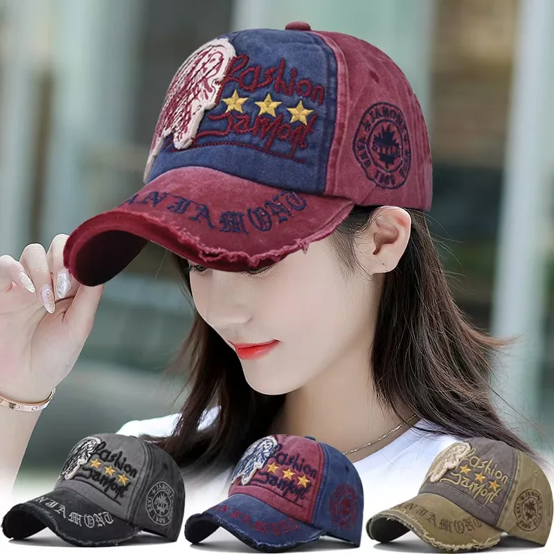 New Unisex Washed Cotton Vintage Cap Letter Embroidery