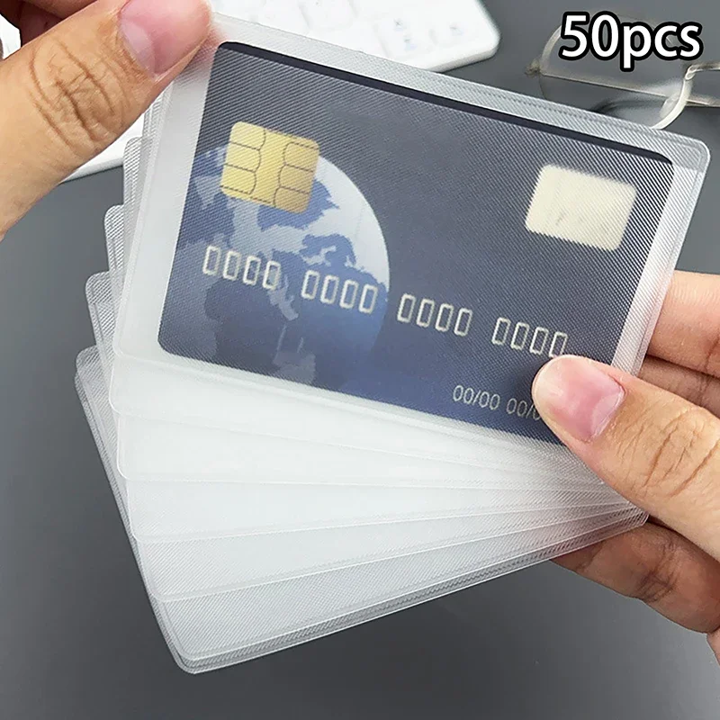 50Pcs PVC 방수 투명 카드 홀더 플라스틱 카드 ID 홀더 케이스 신용 카드 카드 수호자 카드 소지자 가방을 보호