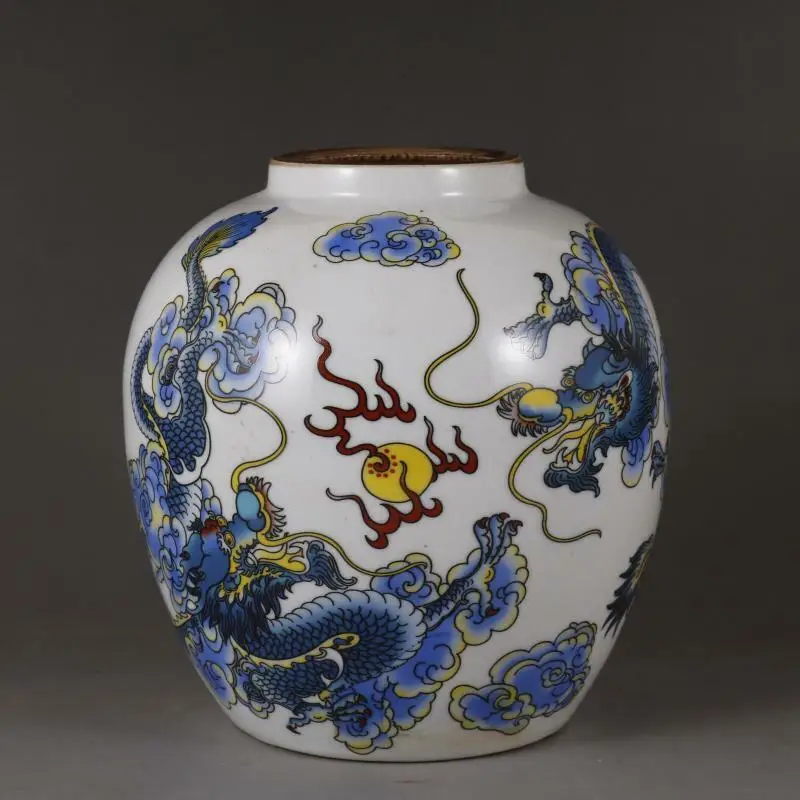 

Chinese Famille Rose Porcelain Jar Qing Tongzhi Dragon Pattern Pot 5.8 inch