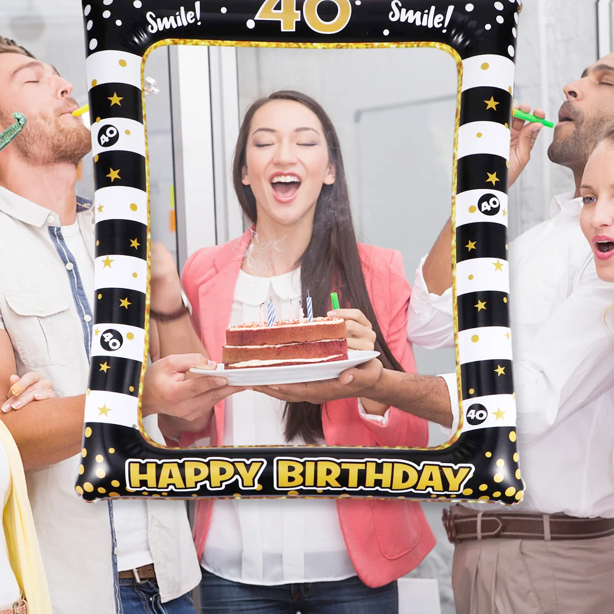PVC 팽창식 웨딩 골드 웨딩 사진 프레임, 생일 축하 사진 부스 프레임, 축제 사진 소품, 파티 용품