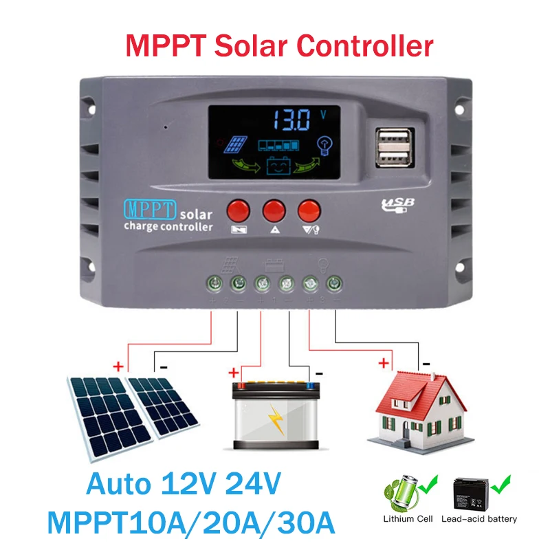 10A 20A 30A Mppt/Pwm Solar Charger Controller 12V 24V Panel Charger Regulator Colorful Screen For Lithium Lifepo4 Gel Lead Acid 10A 20A 30A Mppt/Pwm Solar Charger Controller 12V 24V Panel Charger Regulator Colorful Screen For Lithium Lifepo4 Gel Lead Acid
