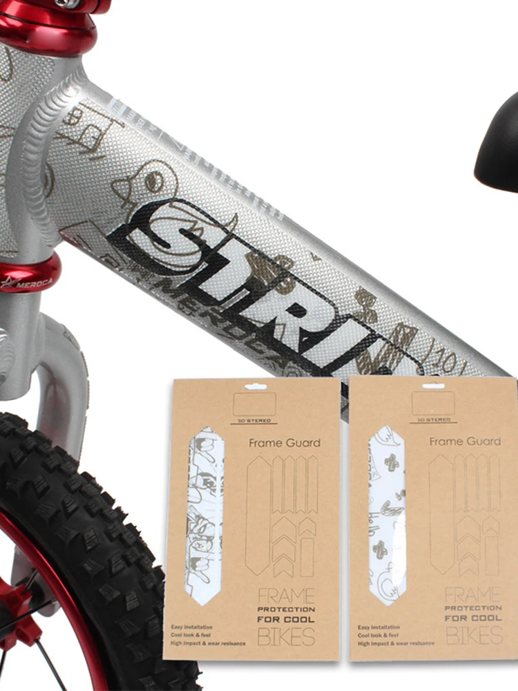 3 Films De Protection Cadre Vélo - Autocollants PVC Anti-rayures, Noir/transparent, 17.3x23.5 Cm