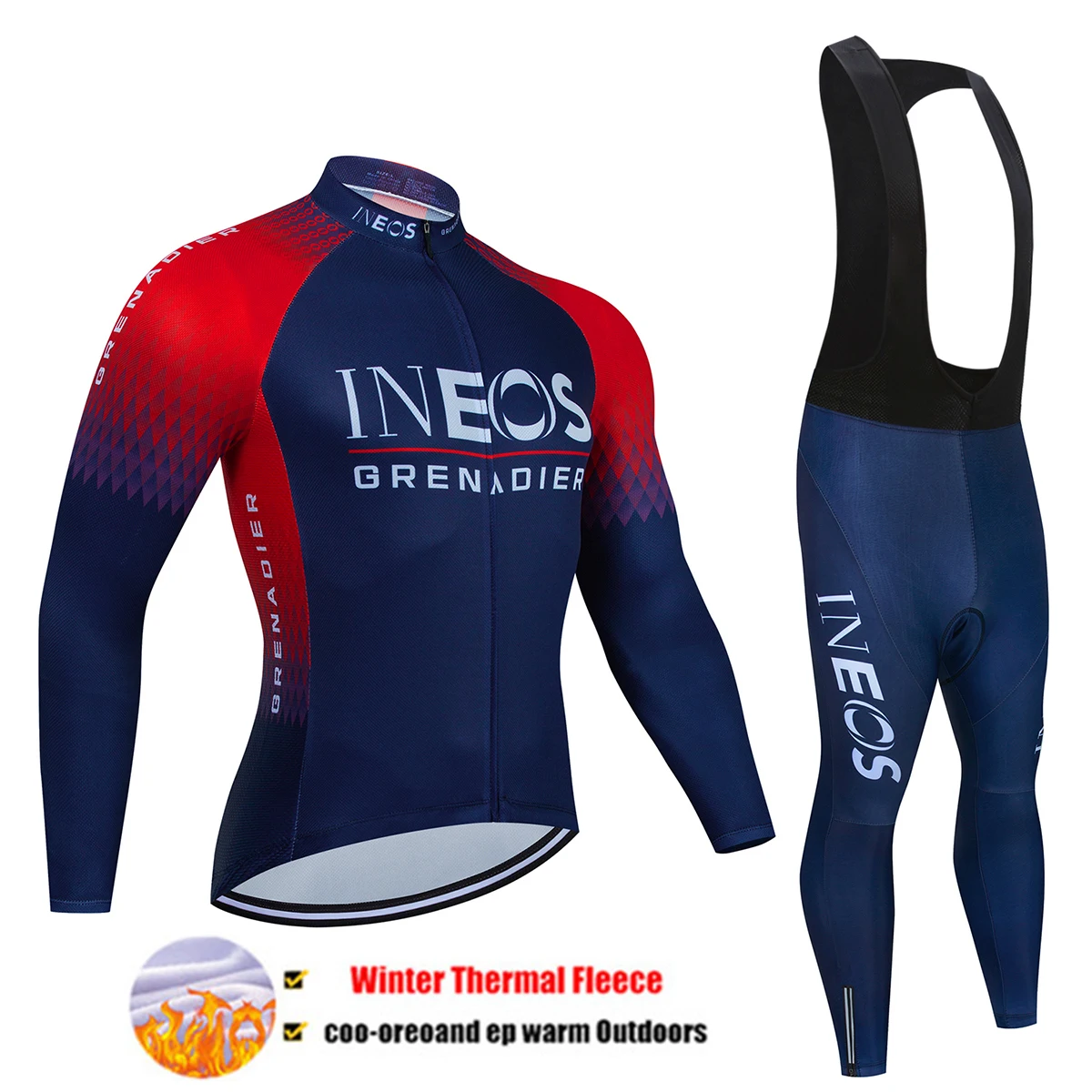INEOS Team Winter Thermal Fleece Cycling Jersey Set Racing Bike Cycling