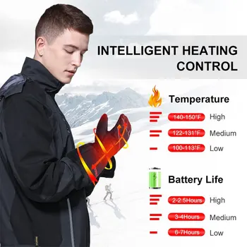 Savior Heat Winter Outdoor Sports Genuine Leather Sheepskin Electric Heating Gloves Motorcycle Gloves Hiking Gloves Waterproof 2
