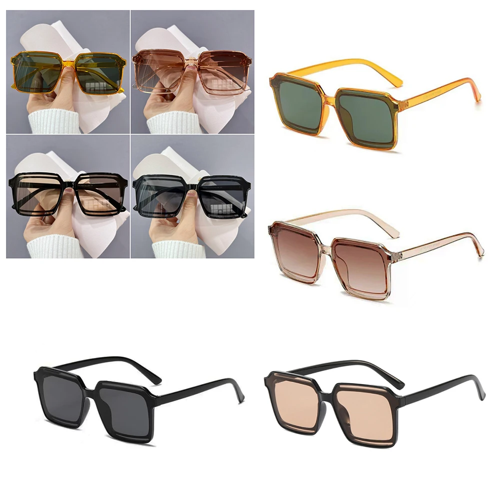 

Fashion Retro Square Frame Sunglasses Anti-UV Travel Sun Visor High Quality Plastic Large Frame Sunglasses Anti-glare UV400