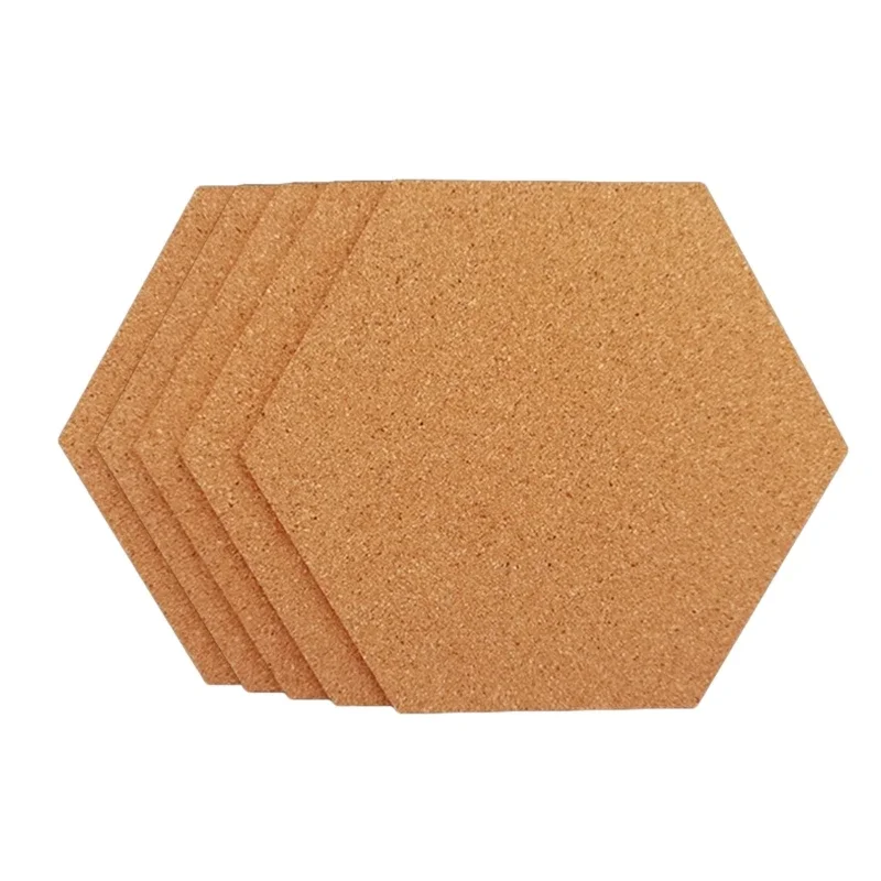 5PCS Hexagon Cork Notice Board Self Adhesive Cork Board for Photo Wall Home Decor Memo Office Bulletin Boards