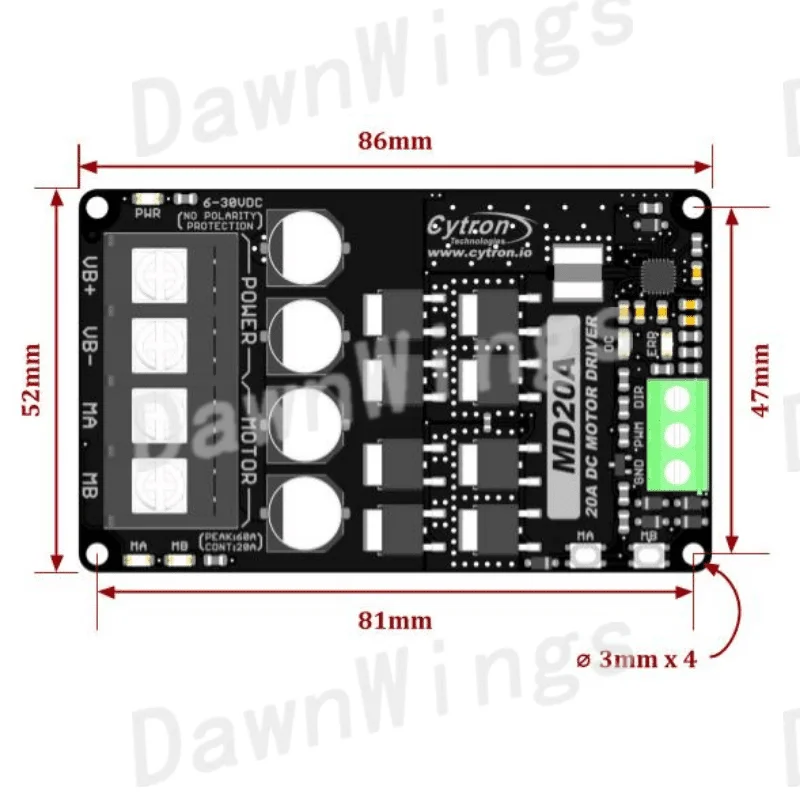 DC 모터 드라이버, MD20A - Cytron 20Amp, 6V-30V