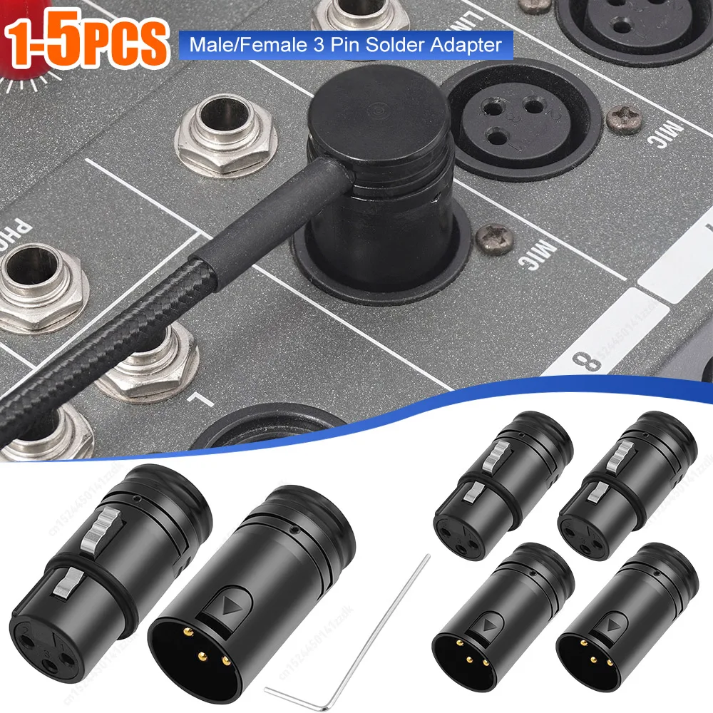 Black Zinc Alloy XLR Microphone Solder Adapter for Audio Devices
