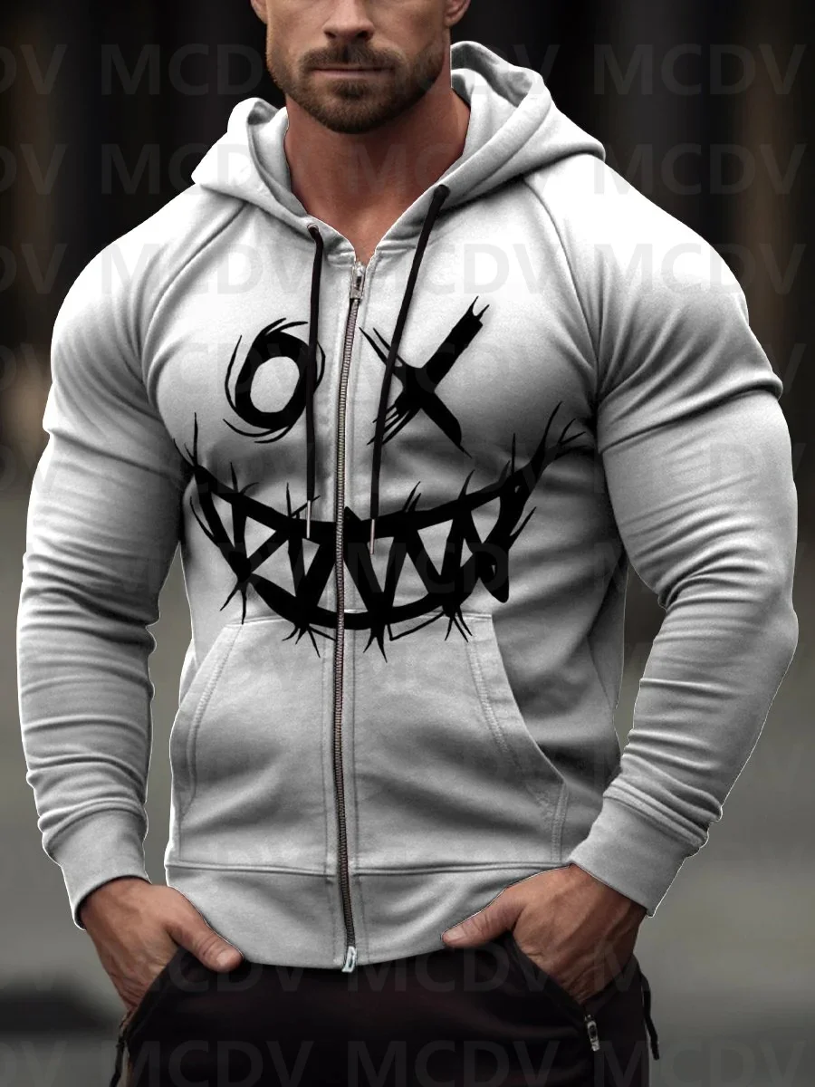 

Men's Smile Leaf Zip-Up Hoodie Sweatshirt 3D Printed Zipper hoodies