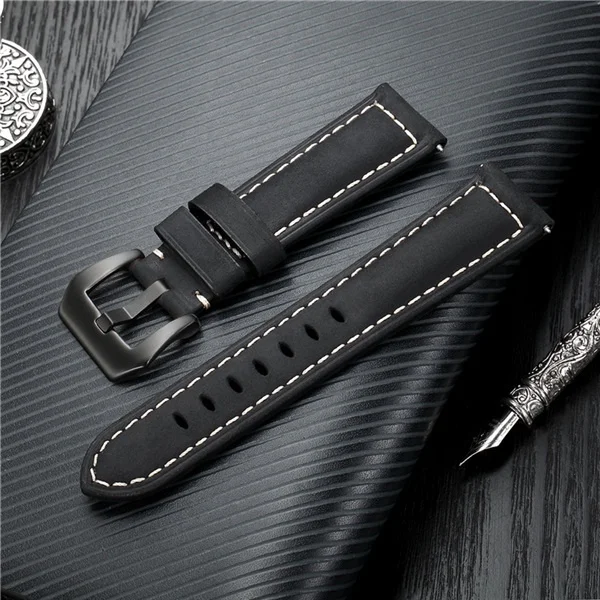 Timeless Frosted Genuine Leather Watch Strap - 20mm/22mm, Classic Fit