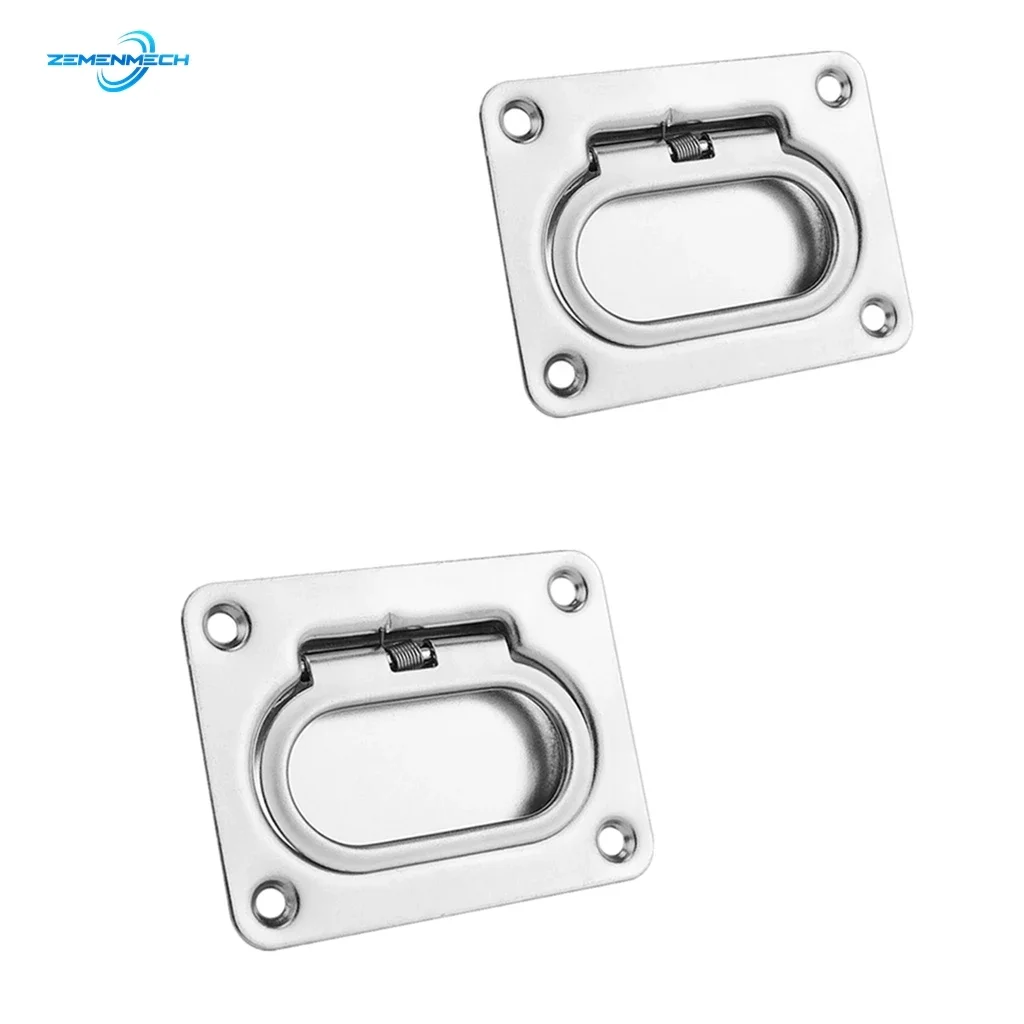 

2PC Spring Floor Buckle Stainless Steel Deck Latch ANTI-RATTLE Spring Flush Lift Ring Deck Pull Handle Locker Cabinet Boat Yacht