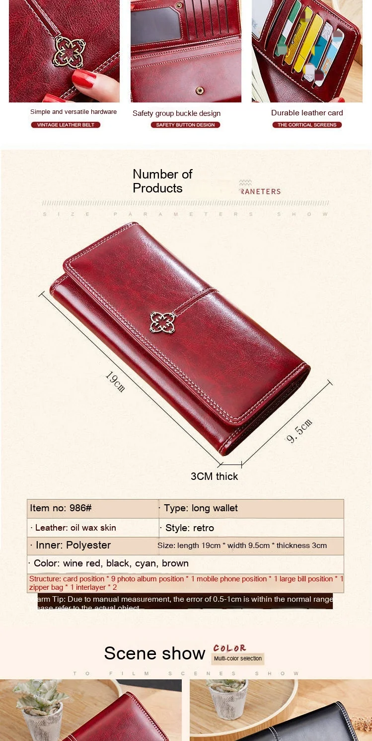 Wallet Women's Long Retro Oil and Wax Skin Large Capacity Handheld Bag 2024 Fashion New Phone Bag Multi Card Bag Wallet_voghion.com