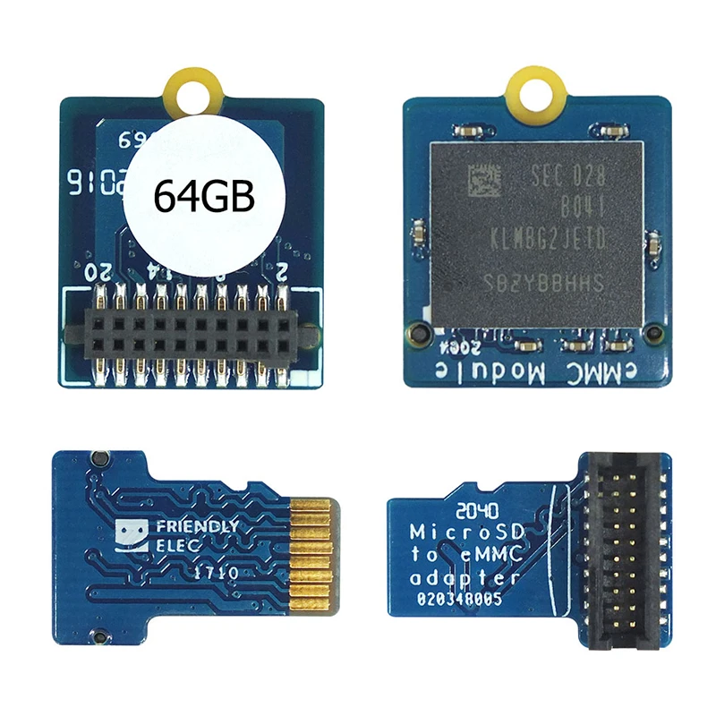 EMMC Module 8GB 16GB 32GB 64GB for Nano Pi with Micro SD-compatible to eMMC Module Adapter T2 Embedded Multi Media Card emmc module