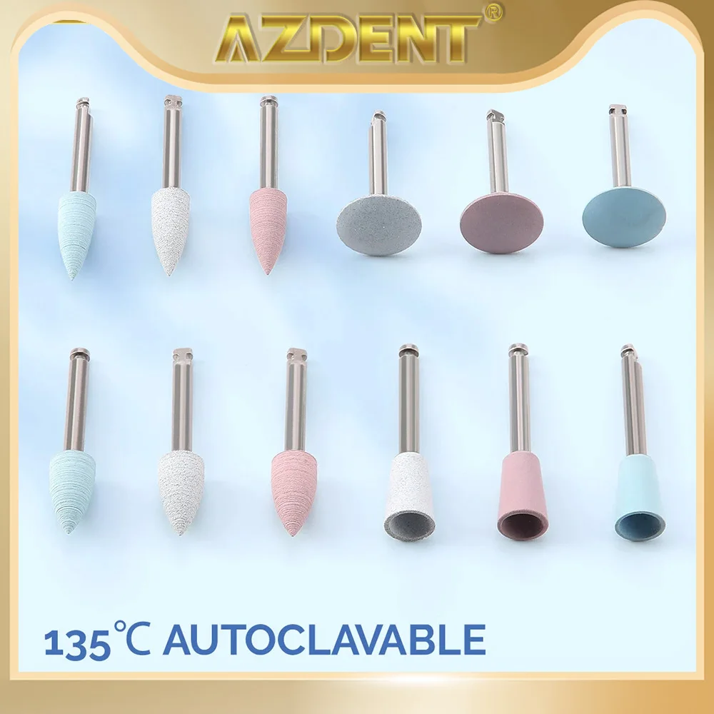 AZDENT Dental Silicone Polisher 12pcs/pack for Contra Angle Handpiece Porcelain Polishing Composite Dentist Tools Dentistry Lab