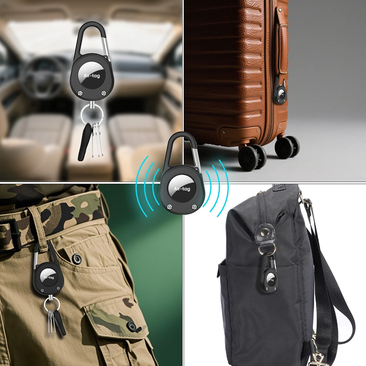 Durable Shockproof AirTag Holder with Carabiner Clip