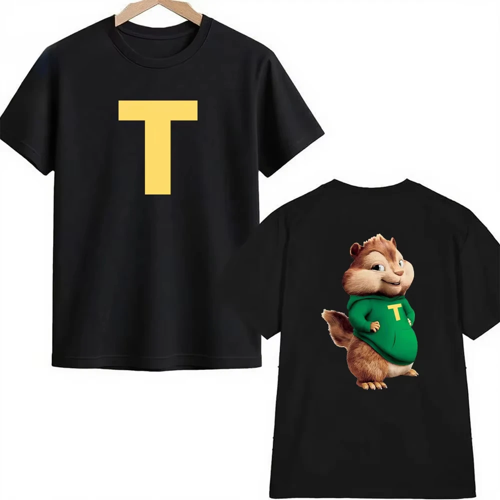 Bequemes Baumwoll-T-Shirt „Alvin And The Chipmunks The Squeakquel“, Unisex, 2-seitig bedrucktes Oberteil für Männer und Frauen, Freizeitkleidung – Detail 14