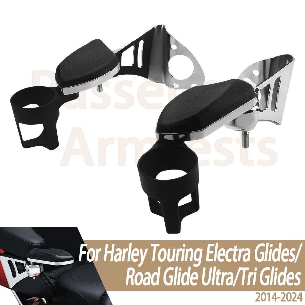 New-Motorcycle-Adjustable-Rear-Passenger-Armrests-With-Drink-Cup-Holder ...