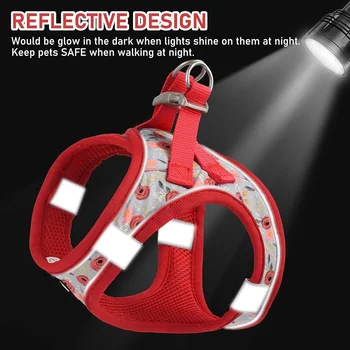 Adjustable Small Dog Harness Collar Leash Set No Pull Soft Mesh Step In Reflective Vest with ID Tag 4