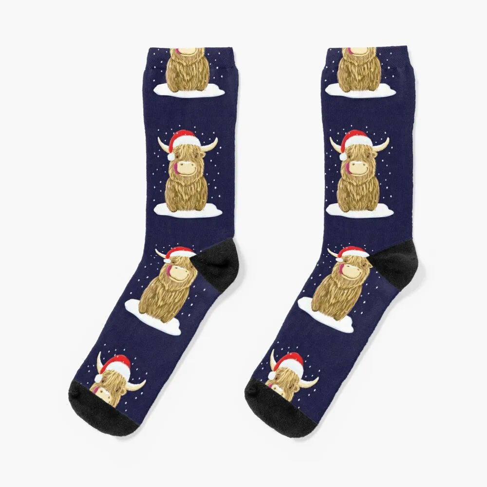 

Scottish Highland Cow In The Christmas Snow Socks Men's winter socks socks man Women's compression socks shoes