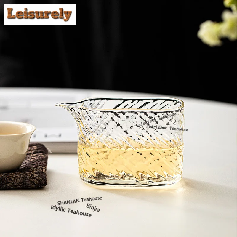 210ml Glacier Pattern Glass Square Round Tea Pitcher Pour Tea Cha Hai Dispenser Justice Cup Fair Mug For Tea Accessories Craft