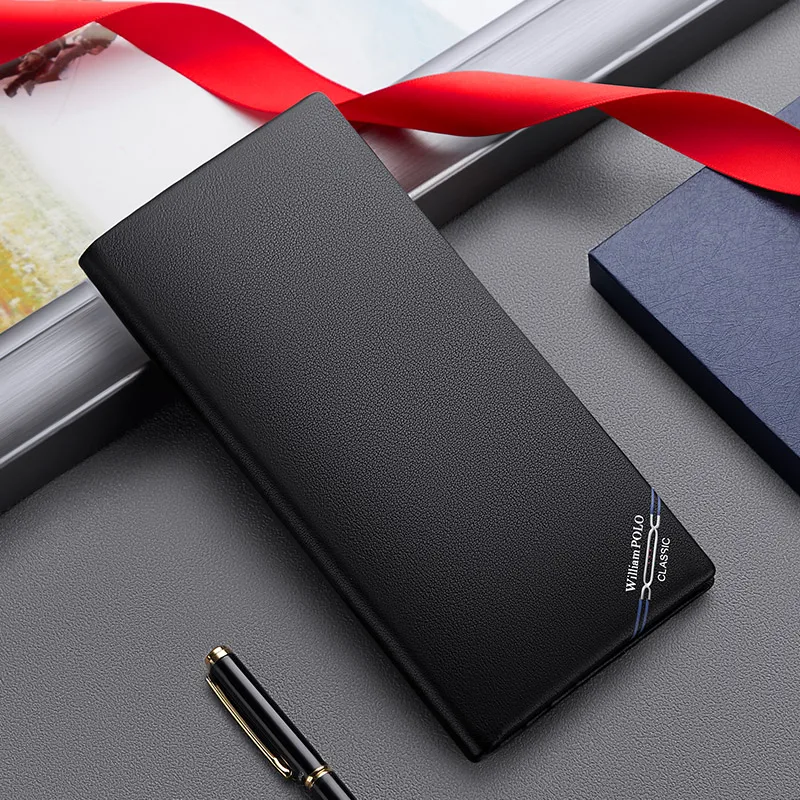 Practical gift Men's long wallet Leather horizontal top layer cowhide leather wallet card bag 3