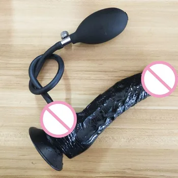 Realistic Inflatable Dildo with Suction Cup Release Button Pump Expandable Massager Sex Toy for Women Men Adult Sex Toys 5