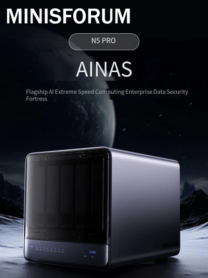 MINISFORUM N5 PRO AMD Ryzen AI 9 HX PRO 370 NAS Mini PC 16GB 0GB