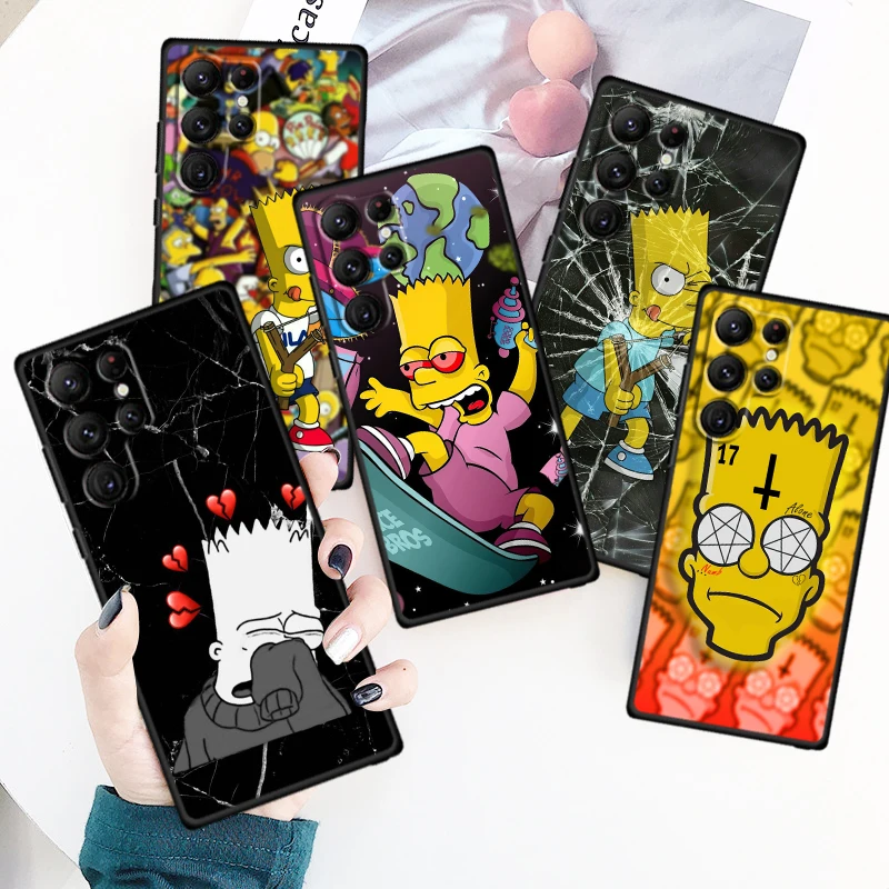 

Disney Bart Simpson For Samsung Galaxy S23 S22 S21 S20 FE S10 S10E S9 Plus Ultra Pro Lite 5G Black Phone Case