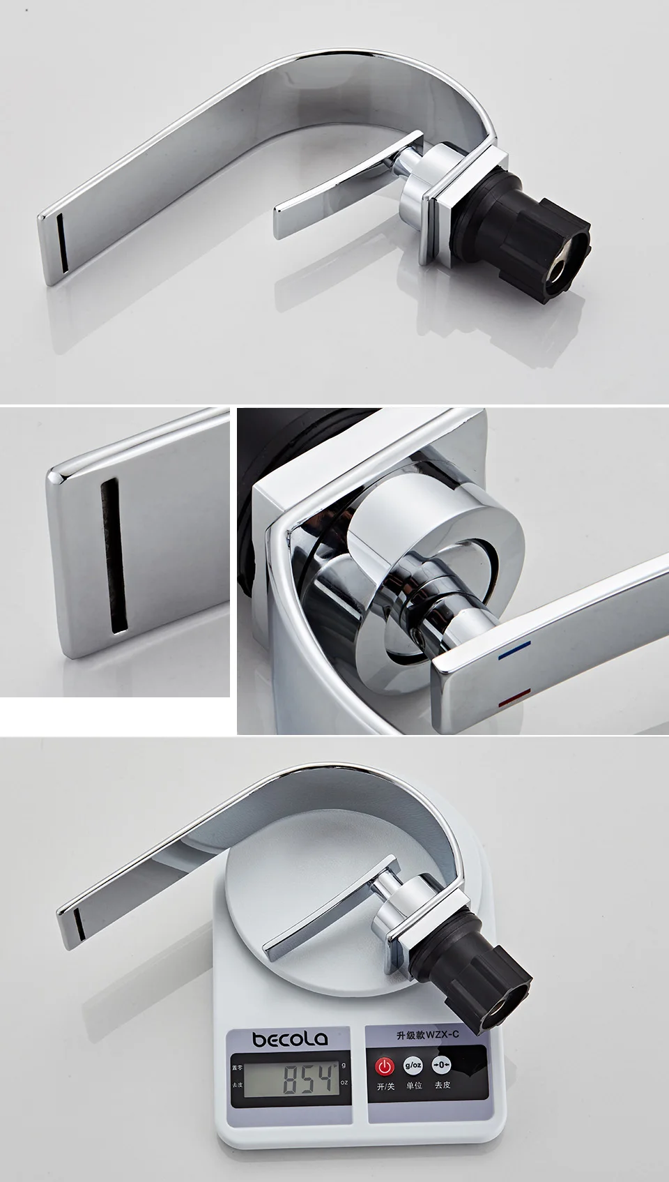 BAKALA Curve Bathroom Faucet Single Handle Hot Cold Water Waterfall Sink Mixer Tap 304 Stainless Steel