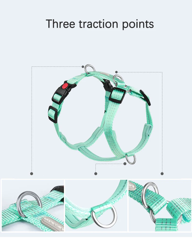 Adjustable Solid Nylon Dog Harness with 2 D-Rings Lightweight Comfortable No-Pull H-typed Dog Chest Harness Outdoor Pet Supplies