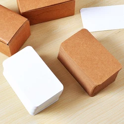 100 Pcs Blank Diy Small Card Kraft Paper Playing Card Postcards English word card Mini Hard Cardstock