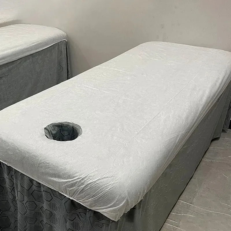 10pcs Disposable Bed Cover For Beauty Salon Open Hole Spa Massage Soft Bed Sheets Non-woven Fabric Breathable Elastic Bedspread 2