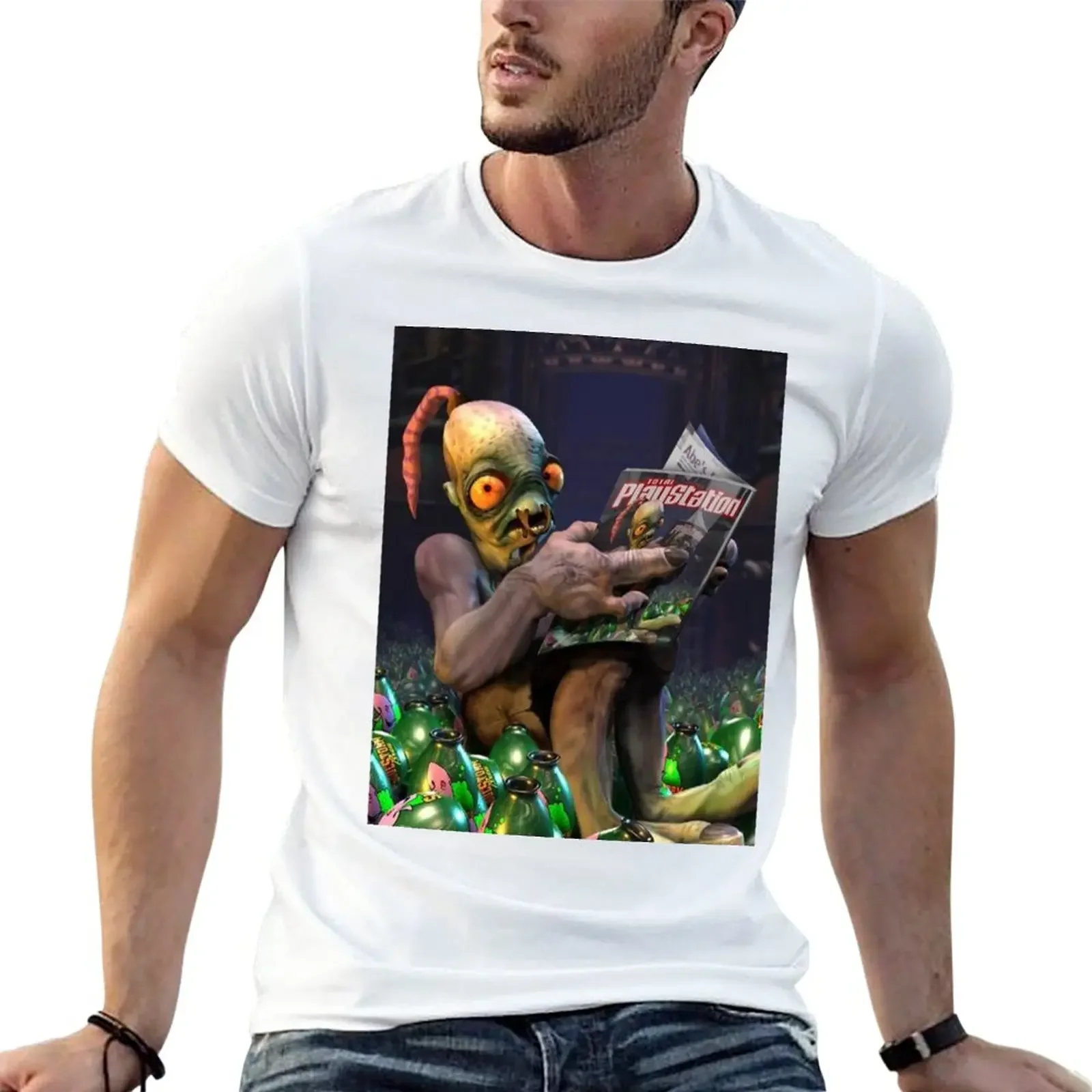 Oddworld T-Shirt Top Blanks Plain T-Shirt Uomo
