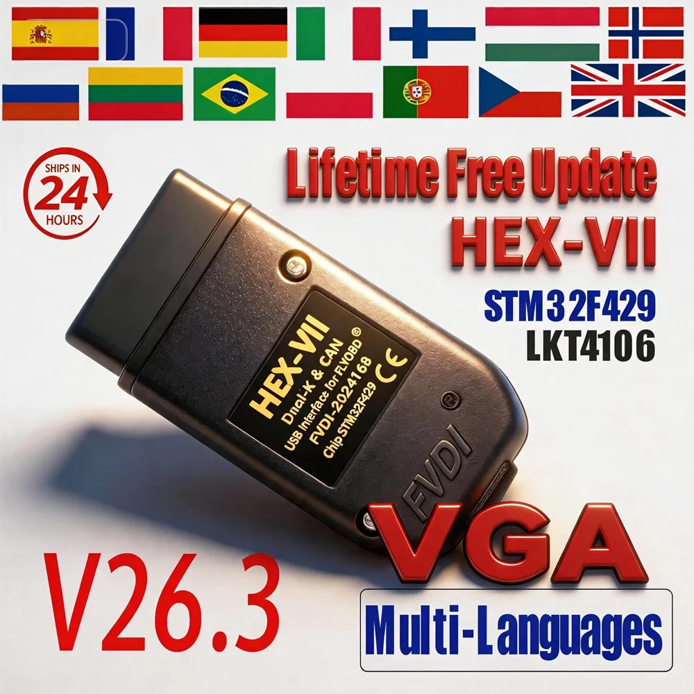 Las herramientas de diagnóstico VCDS-can Unlimited VINs Auto Scan COM HEX Real V2 más recientes, con codificación VAG COM STM32F429 V26.3 para VW, AUDI, Skoda y Seat.