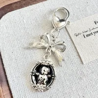 Porte-clés nœud d'ange pour femmes, pendentif de sac en métal Vintage, tendance fille coeur porte-clés voiture porte-clés ami Couple cadeaux 5