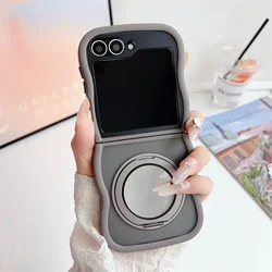 360° Rotating Magnetic Mirror Phone Case with Bracket and Magsafe Compatibility - Galaxy Z Flip5 (Grey)