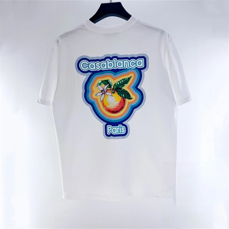 

Good Quality Oranges Gradient Casablanca Fashion T Shirt Men Women Loose Short Sleeve Casual Tees Graphic T Shirts