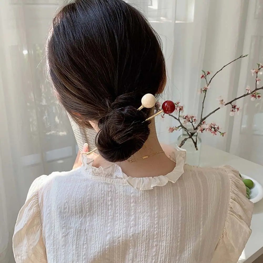 

Metal Ball Hairstyle Design Tool Glass Beads Hanfu Hair Sticks Ancient Style Hairpin Chinese Style Headwear Ancient Headwear