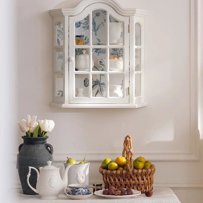

French Vintage Decorative Wall Shelf Personalized Creative Living Room Closet Storage Display Cabinet Desktop