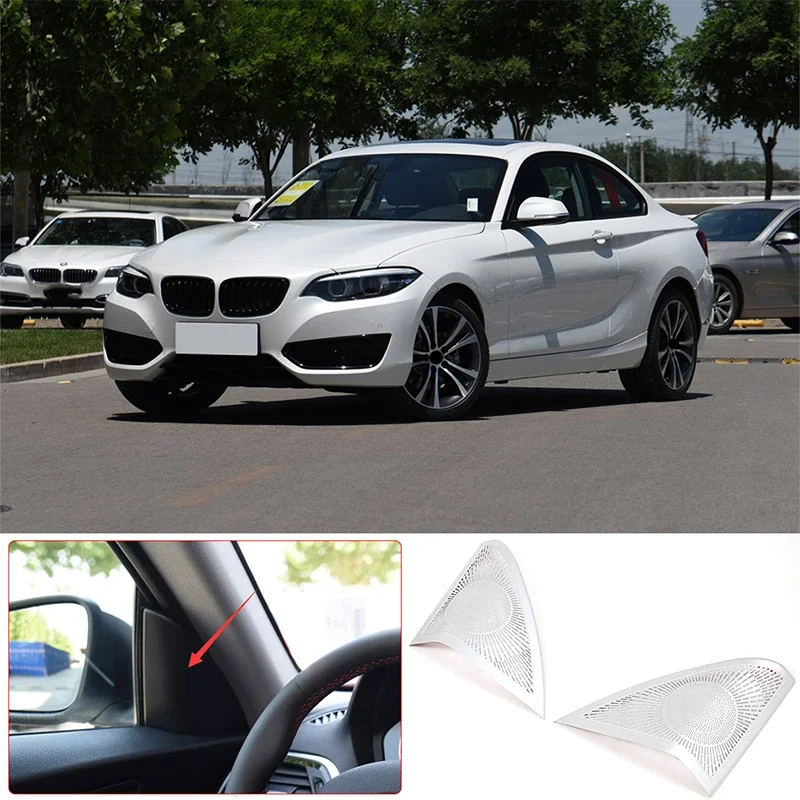 

cheya Stainless Steel Silver Car A-pillar Tweeter Grille Cover for BMW 2 Series 2014 2015 2016-2019 Interior Accessories 2 Pcs