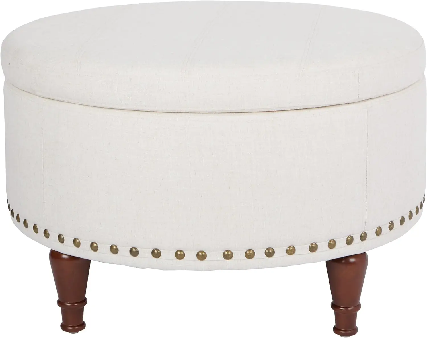 

Storage Ottoman with Antique Bronze Nailheads,Linen Fabric