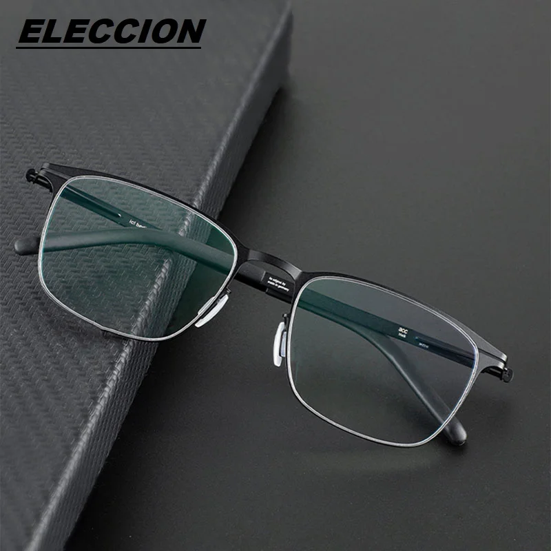 

ELECCION Germany Brand Designer Glasses Frame Men Super Thin Medical Aviation Stainless Steel Full Rim Square Eyeglasses Frames