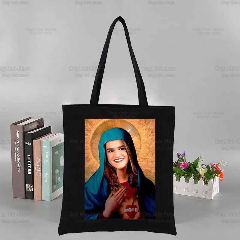 

Singer Aitana Ocana Harajuku Art Shopping Black Bags Canvas Tote Bag Reusable Cloth Bag Handbag Shoulder Bags Custom