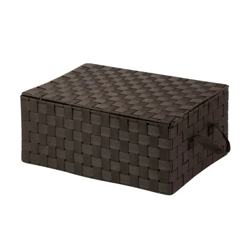 

Can Do Woven Box With Hinged Lid, Espresso